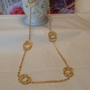 Rolo Chain Station necklace 18K Gold Plated-36 inch-NWT